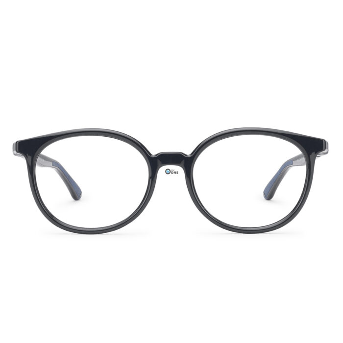 B-Flex B-Creative BF100252 Unbreakable Large Round Eyeglasses for Adults 52mm Shiny Black ( Clip-On Available)