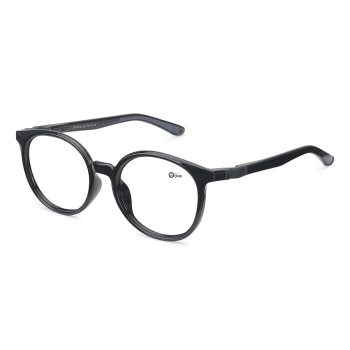 B-Flex B-Creative BF100252 Unbreakable Large Round Eyeglasses for Adults 52mm Shiny Black ( Clip-On Available)