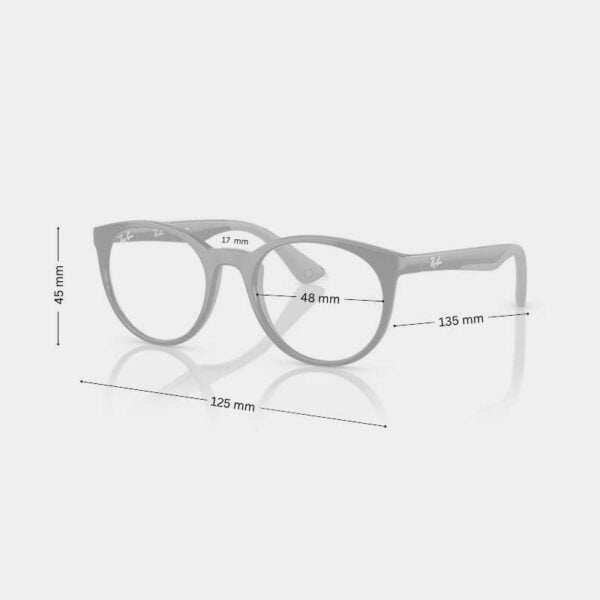 Ray-Ban Kids Round Glasses | RY1628 Shiny Black 48mm for Ages 7-8 - Image 2
