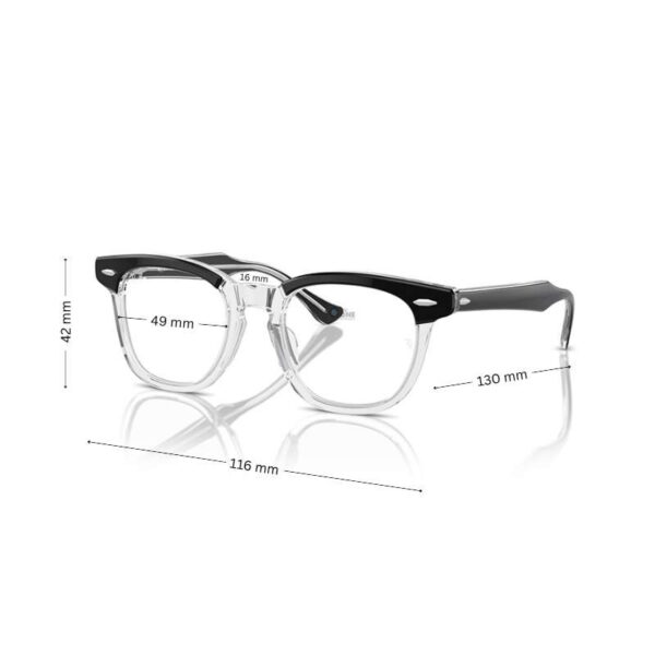 Ray-Ban Kids Glasses Shiny Black with Clear  45mm Size for 5-6 Years - Image 2