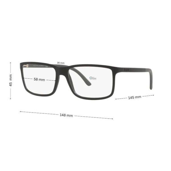 Polo Ralph Lauren PH2126 Men's Matte Black Rectangle Glasses 58 mm Large - Image 2