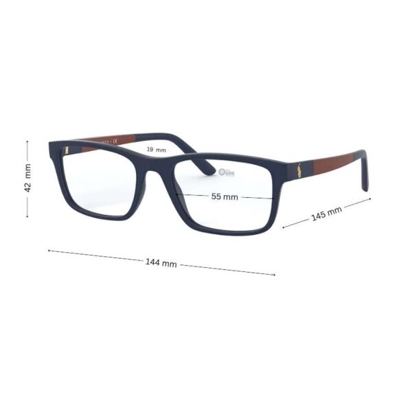 Polo Ralph Lauren PH2212 Men's Matte Blue Rectangle Glasses 55 mm - Image 2