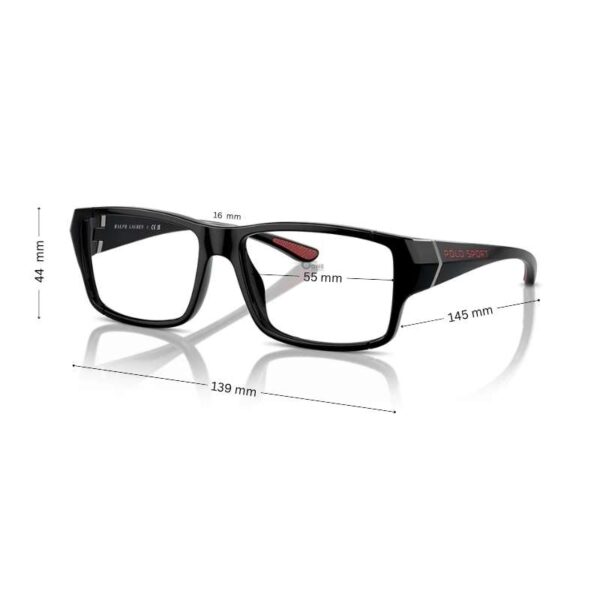 Polo Ralph Lauren PH2275U Men's Shiny Black Rectangle Glasses 55 mm - Image 2
