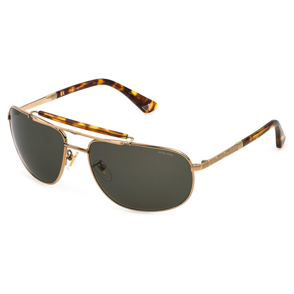 Police Origins 45 SPLD44 620349 Sunglasses – Golden Frame & Green Lenses