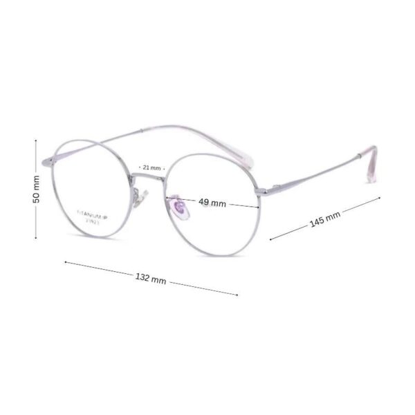 Round Unisex Silver Eyeglasses, Lightweight Titanium - Image 2