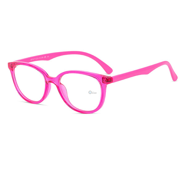 Lightweight Transparent Raspberry Pink Cat-Eyeglasses 45mm for Kids 5-6 years