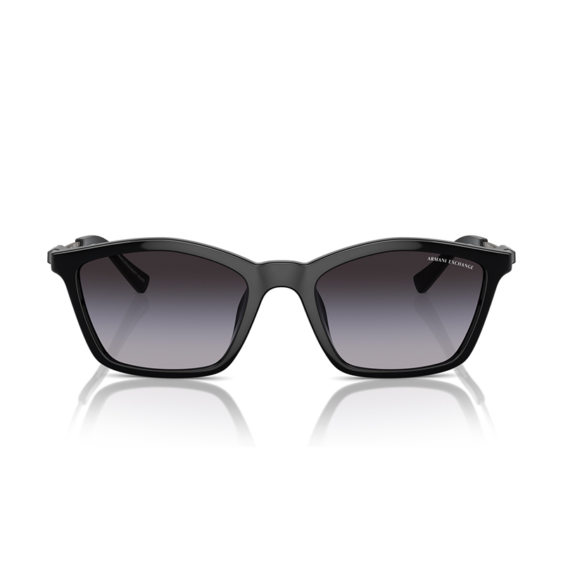 Armani Exchange AX4146SU 81588G Women's Butterfly Sunglasses in Shiny Black with Grey Gradient Lenses​