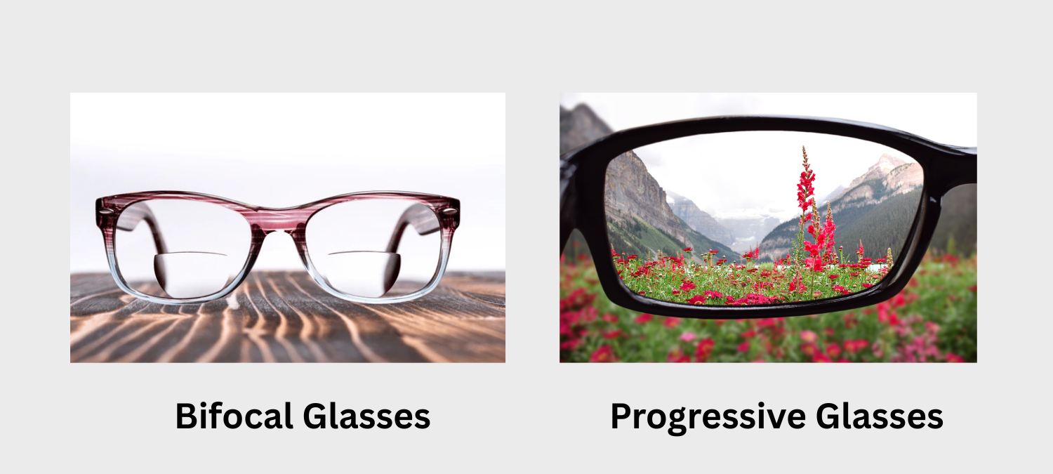 Comparison between bifocal lenses and progressive lenses