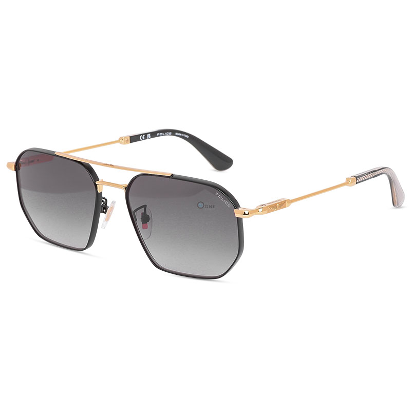 Police Horizon 13 SPLP34 0302 Sunglasses, Black-Gold Frame with Gradient Gray Lenses