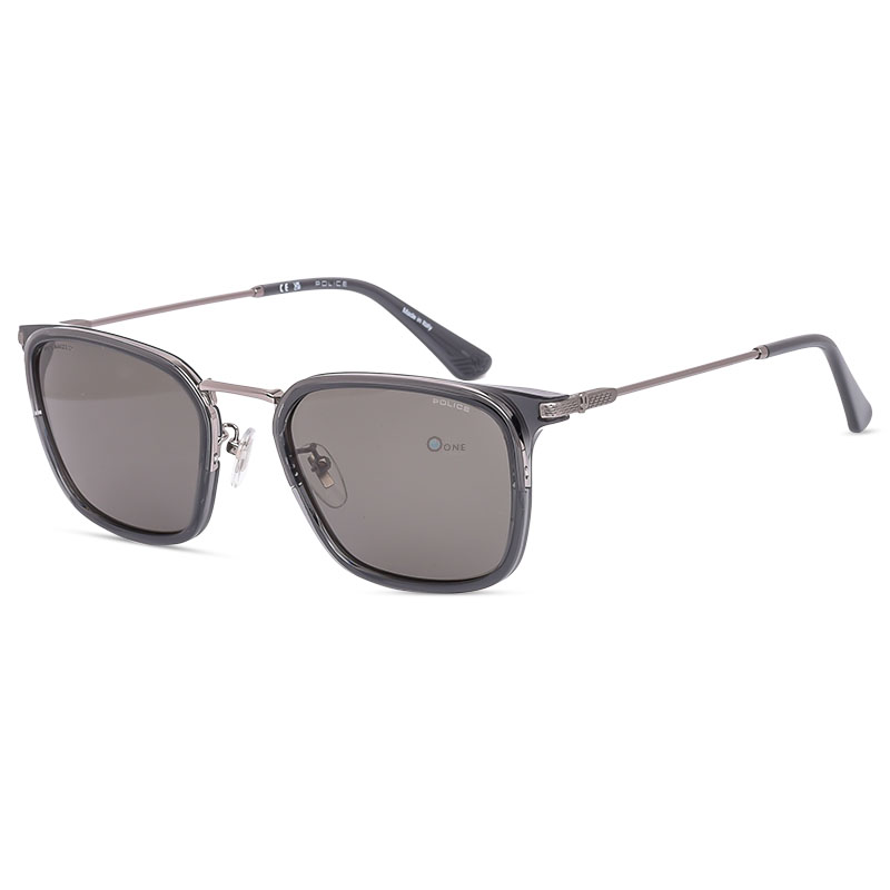 Police Octane 12 SPLP27 509P Polarized Sunglasses, Transparent Gray Frame with Polarized Gray Lenses