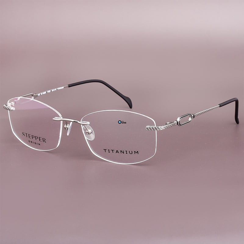 Stepper Titanium Women's Stylish Lightweight Rimless Glasses in Silver SI10880