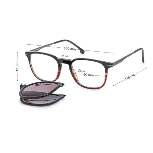 Carrera Square Clip-On Frame 332 - Black/Brown with Foldable Polarized Gradient Brown Clip - Image 2