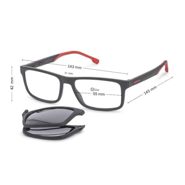 Carrera Men's Clip-On Frame 8057 - Matte Black with Foldable Polarized Grey Clip - Image 2