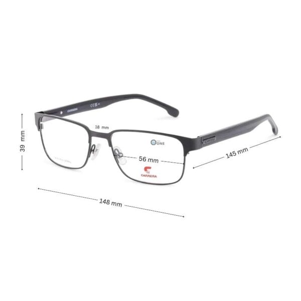 Carrera Men's Rectangular Metal Frame - Matte Black - Image 2