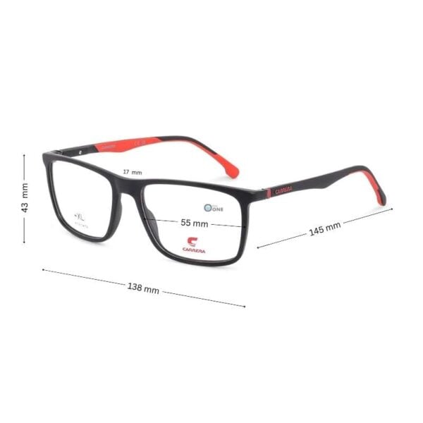 Carrera 8862 Men's Frame - Matte Black with Red Temple - Image 2