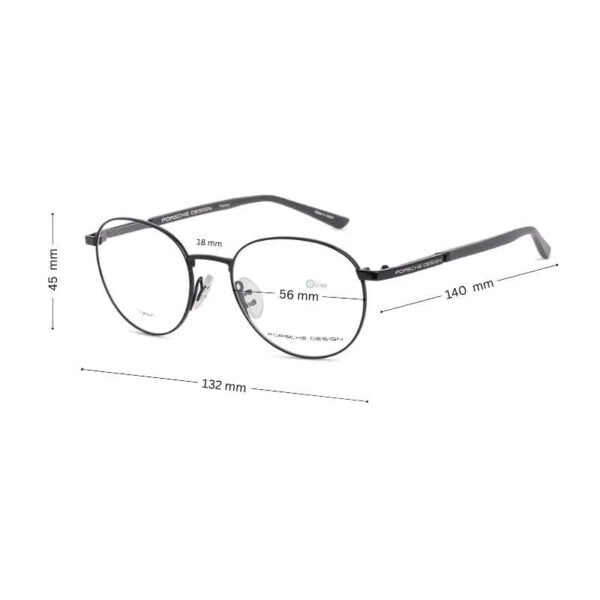 Porsche Design Eyewear 8731 Round Titanium Frame in Shiny Black - Image 2