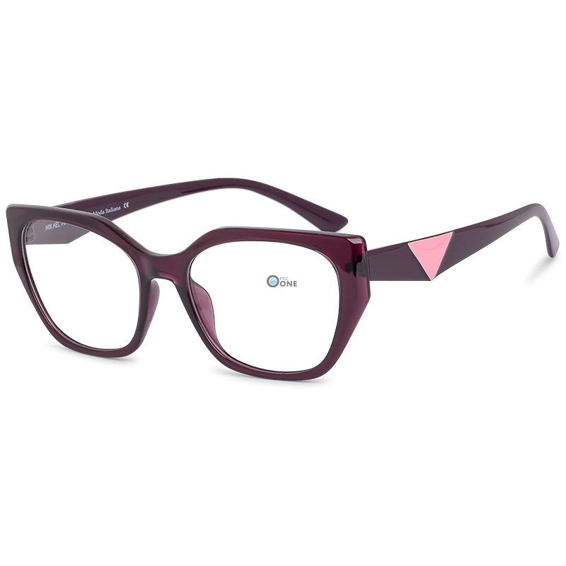 Designer-Inspired Dark Purple Geometric Cat-Eye Eyeglasses for Women