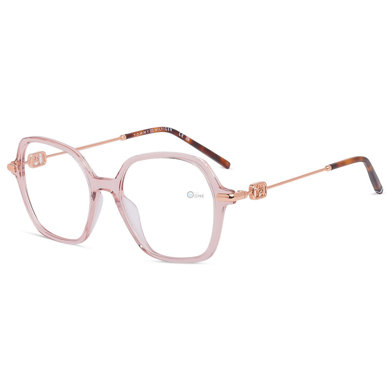 Tommy Hilfiger Women's Glasses TH2154 – Transparent Pink Hexagon Frame