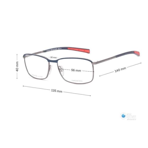 Tommy Hilfiger TH1954 Metal Eyeglasses for Men – Matte Gray & Blue Frame - Image 2