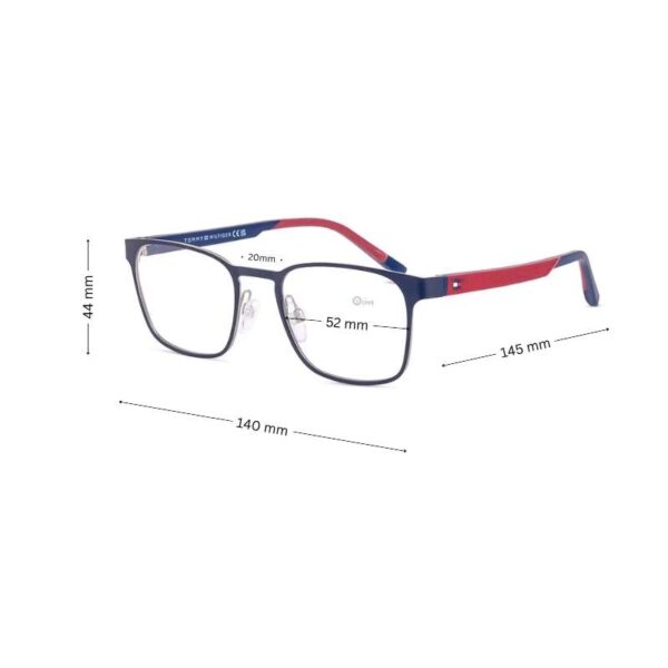 Tommy Hilfiger Men's Eyeglasses TH2147 – Matte Blue Frame with Red Temples - Image 2