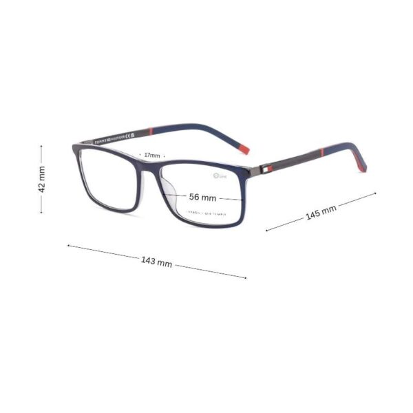 Tommy Hilfiger Blue Eyeglasses for Men TH2141 – Shiny Blue Frame with Logo on Temples - Image 2