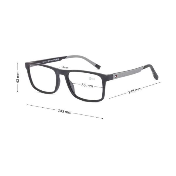 Tommy Hilfiger TH2148 Men's Eyeglasses | Matte Black Frame with Gray Temples - Image 2