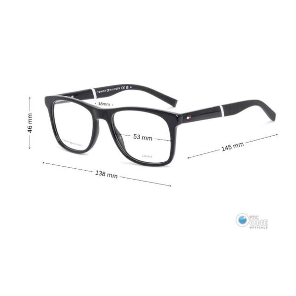 Tommy Hilfiger Men's Eyeglasses TH2046 | Shiny Black, Wayfarer Style - Image 2