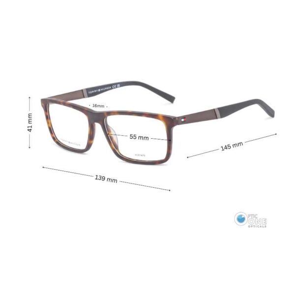 Tommy Hilfiger TH2084 Men's Rectangle Acetate Glasses in Matte Brown Havana - Image 2
