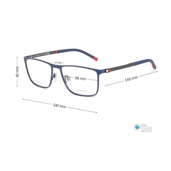 Tommy Hilfiger Men's Eyeglasses TH2080 in  Matte Blue , 58mm for Wide Faces - Image 2