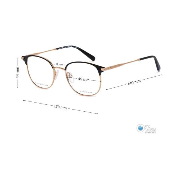Tommy Hilfiger TH2003 Black & Gold Round Eyeglasses, 49mm Small - Image 2