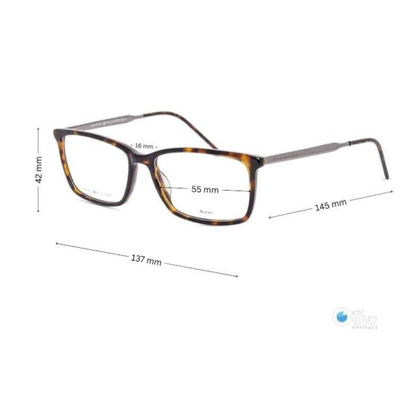 Tommy Hilfiger  TH1641 Men's Narrow Rectangle Eyeglasses 55mm Large , Polished Brown Havana - Image 2