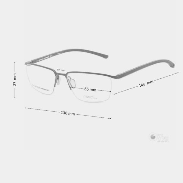 Under Armour Men's Half-Rim Eyeglasses | Matte Black with Black Temple Tips | 55 mm in Size - Image 2