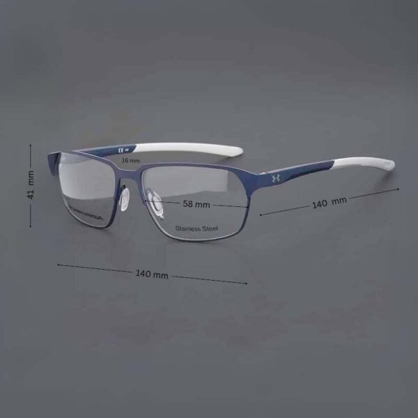 Under Armour Men's Curve Eyeglasses | Matte Blue with Blue/Gray Temple Tips - Image 2