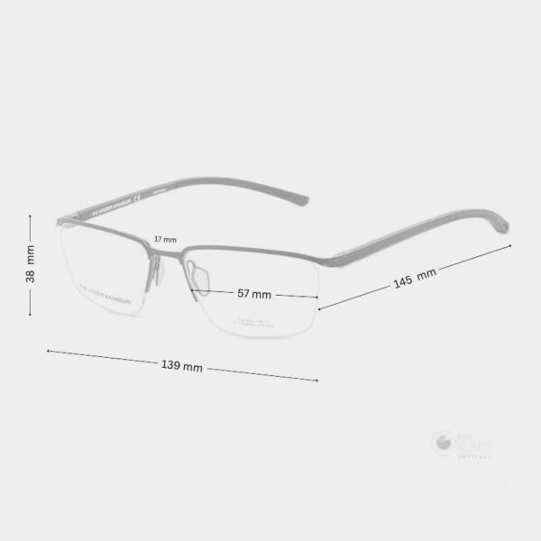 Under Armour Men's Half-Rim Eyeglasses | Matte Gray with Gray/Black Temple Tips - Image 2