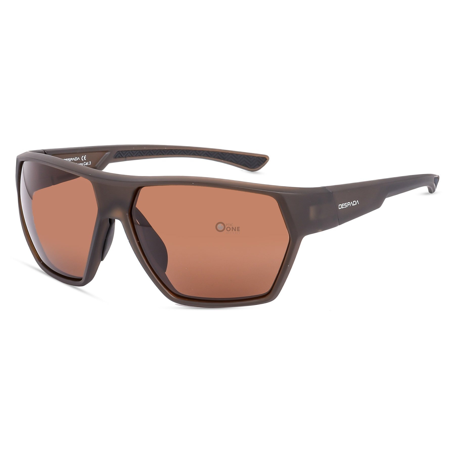 Despada Sporty Curved Sunglasses Matte Gray Frame, Polarized Brown Lenses