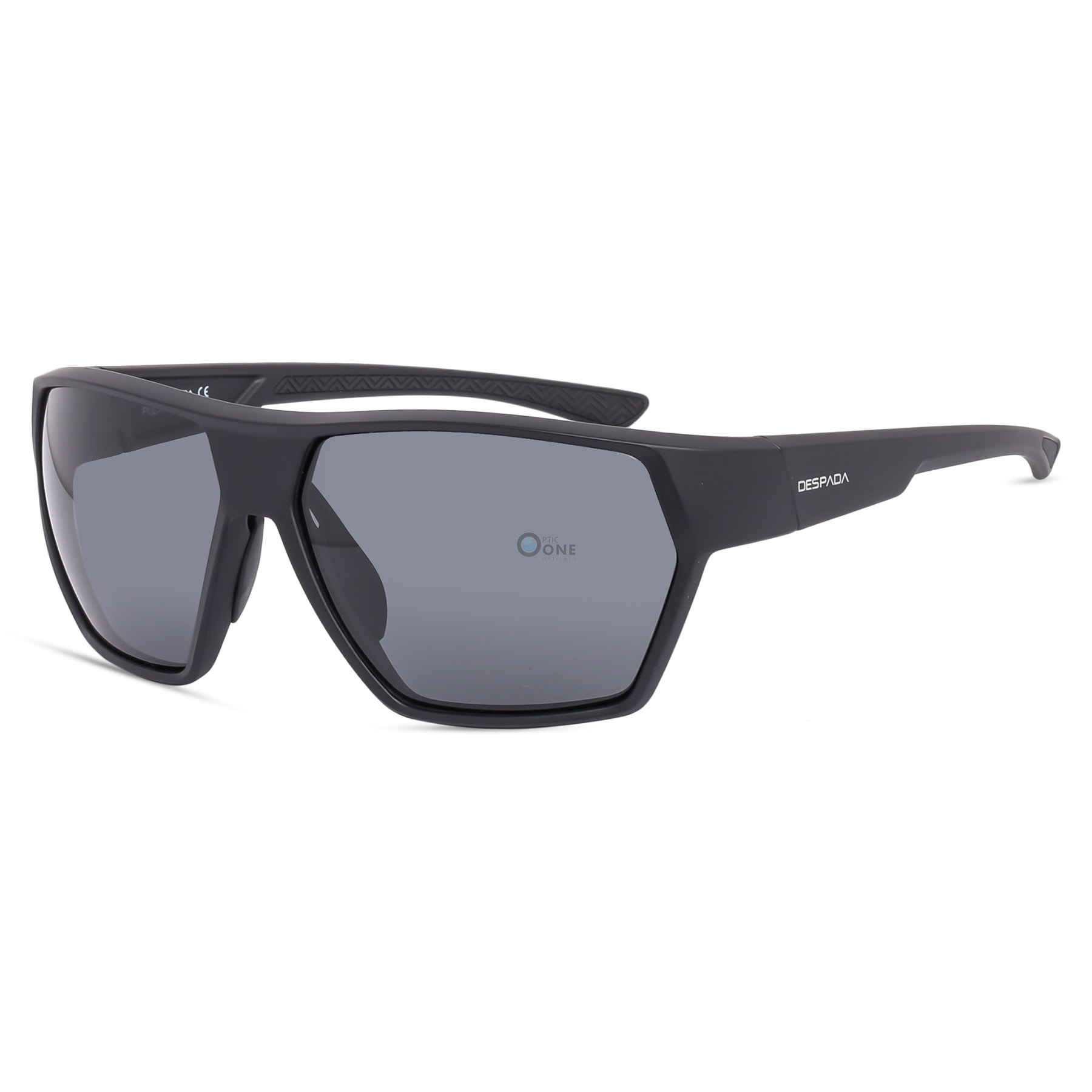 Despada Sporty Curved Sunglasses Matte Black Frame, Polarized Gray Lenses