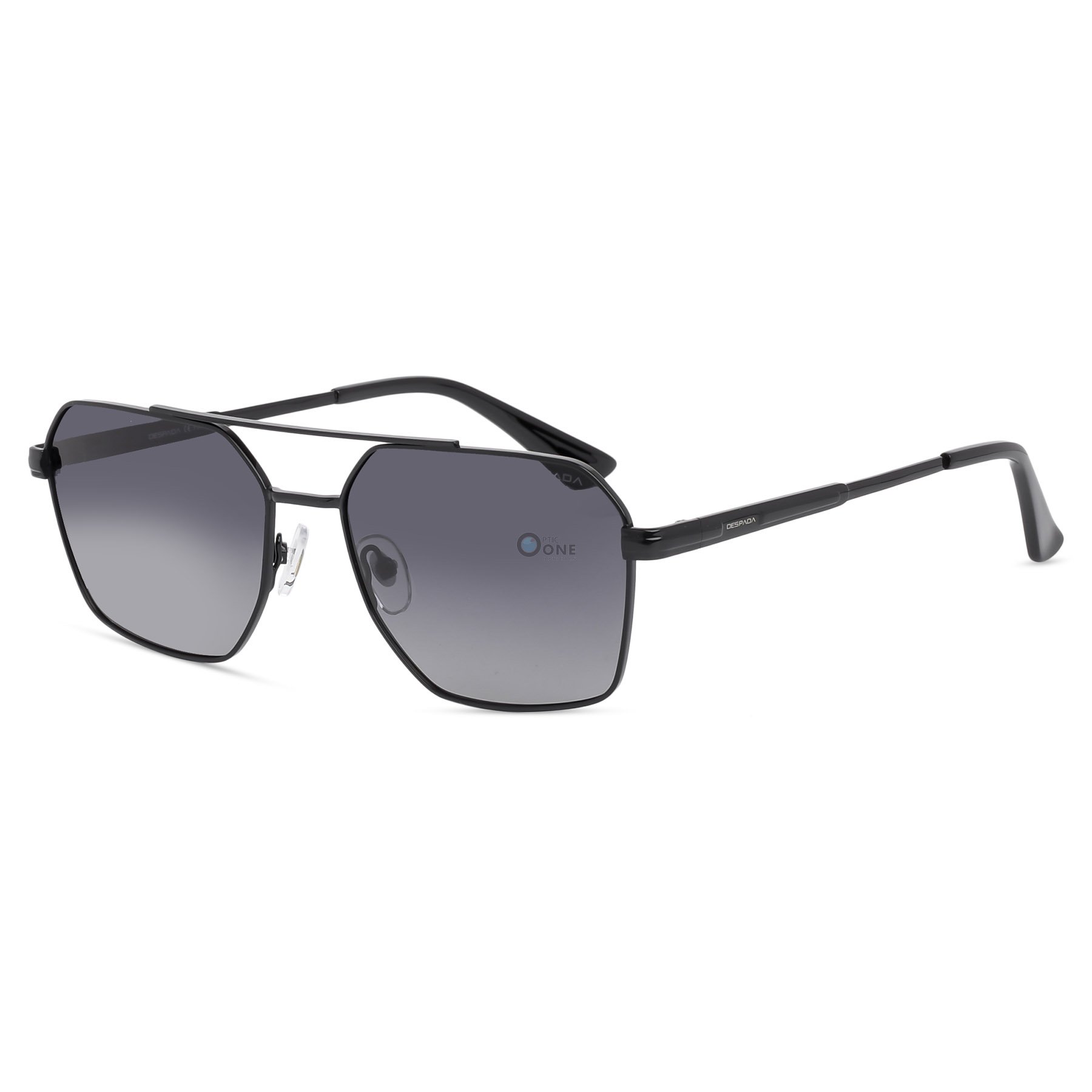 Despada Stylish Sunglasses Shiny Black Frame, Polarized Gradient Gray Lenses