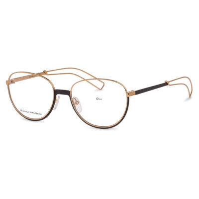 Unisex Oval Full Meta Glasses with Stylish Arms Gold with Black