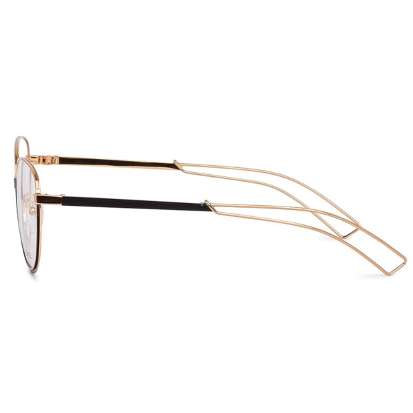 Unisex Oval Full Meta Glasses with Stylish Arms Gold with Black - Image 4