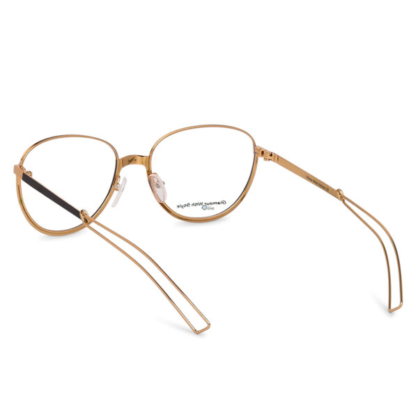 Unisex Oval Full Meta Glasses with Stylish Arms Gold with Black - Image 5