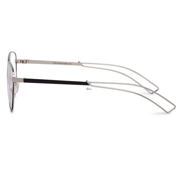 Unisex Oval Full Meta Glasses with Stylish Arms Silver with Black - Image 4