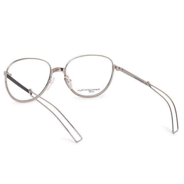 Unisex Oval Full Meta Glasses with Stylish Arms Silver with Black - Image 5