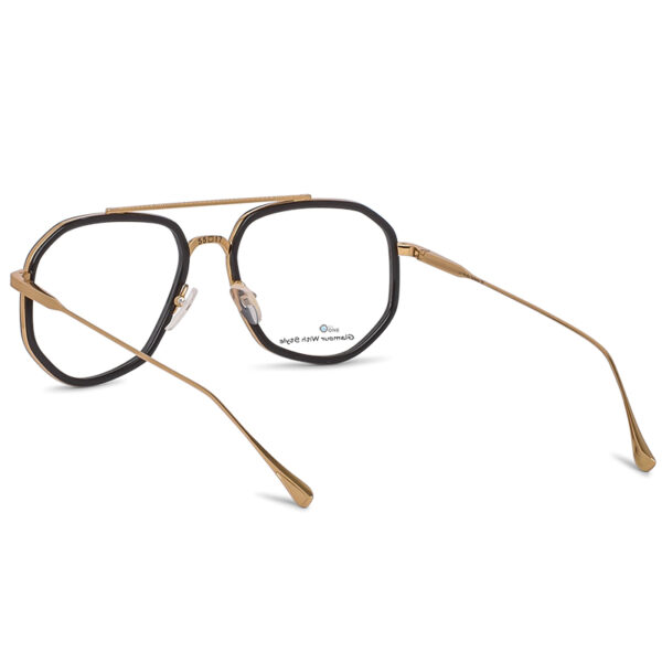Retro Gold & Black Geometric Eyeglasses – Glamorous Full-Rim Double Bridge Frame - Image 5