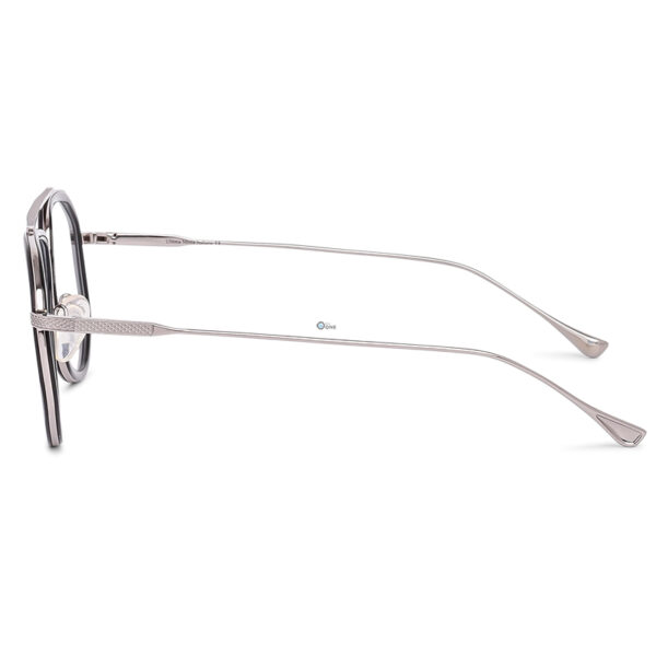 Black & Silver Geometric Eyeglasses – Retro Full-Rim Aviator Frame for Men - Image 4