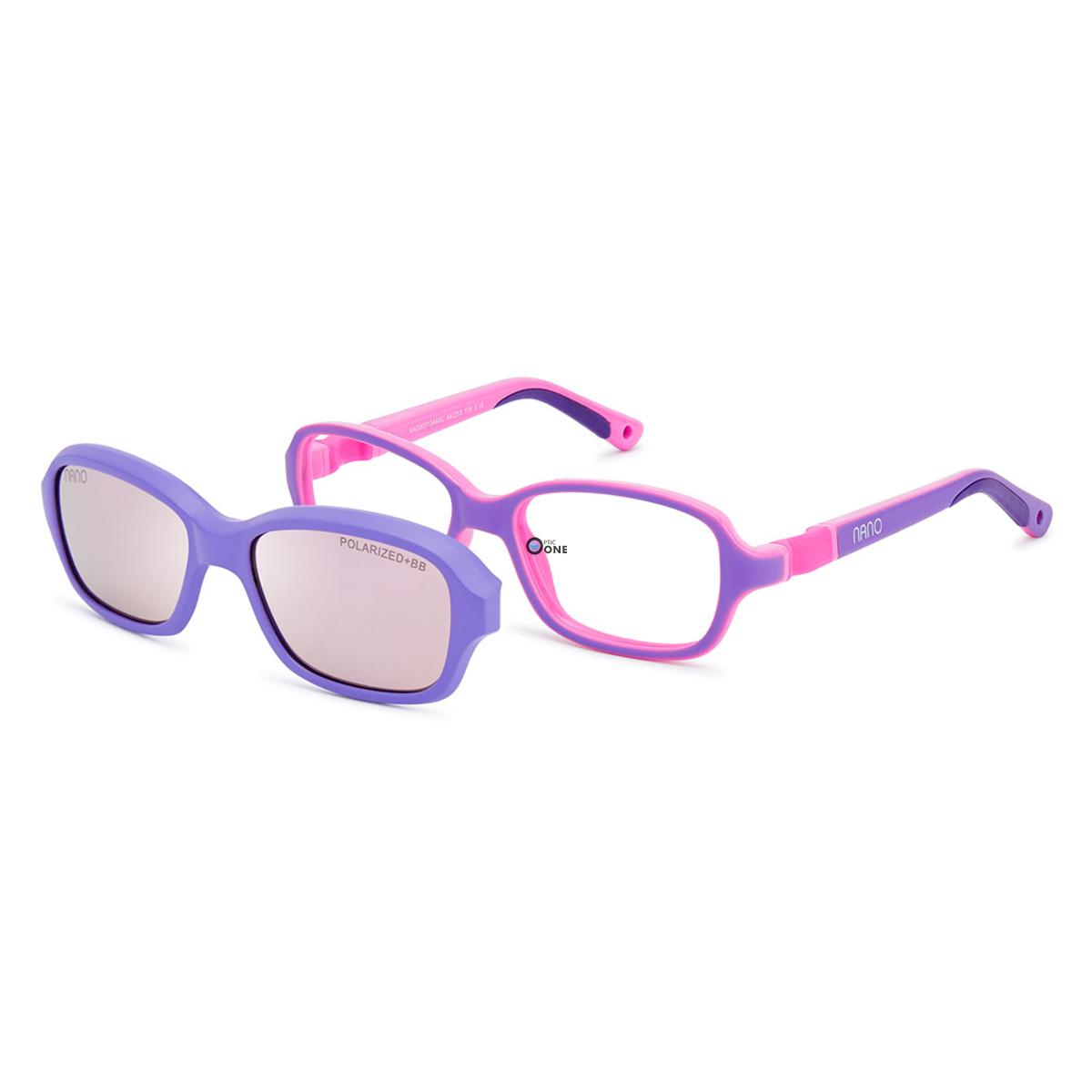 NanoVista Kids Eyeglasses with Clip-On (Ages 3–5) Matte Purple with Pink -REPLAY SC NAO3001344SC