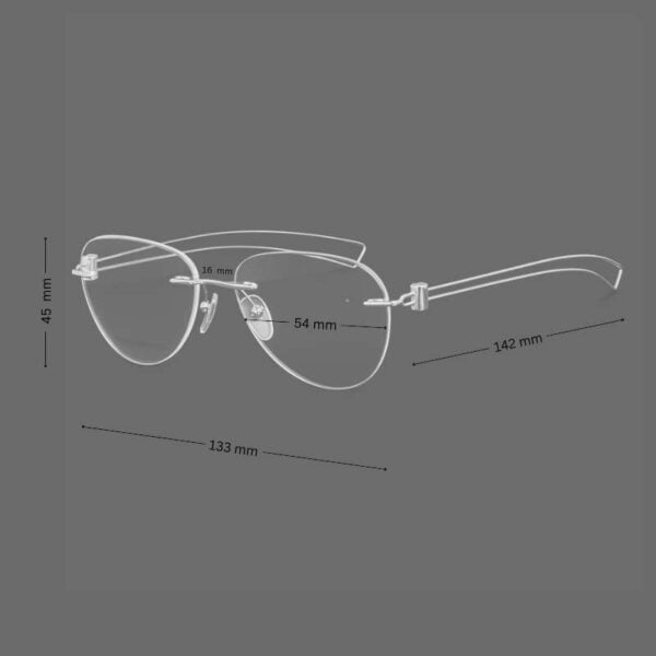 Stylish Modern  Rimless Aviator Glasses, Gold - Image 2
