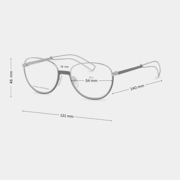Unisex Oval Full Meta Glasses with Stylish Arms Silver with Black - Image 2