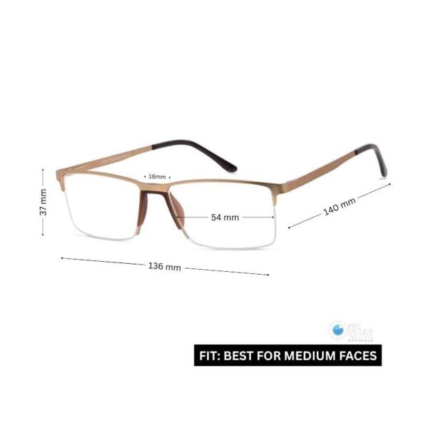 Men’s Metal Half-Rim Glasses without Nose-Pads | Comfortable Eyewear Gold - Image 2