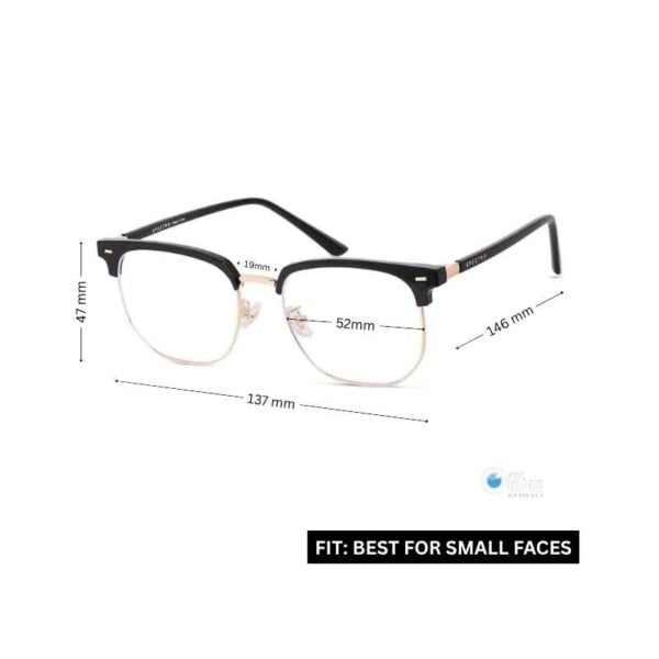 Clubmaster Style Glasses for Men and Women | Black-Gold Frame - Image 2