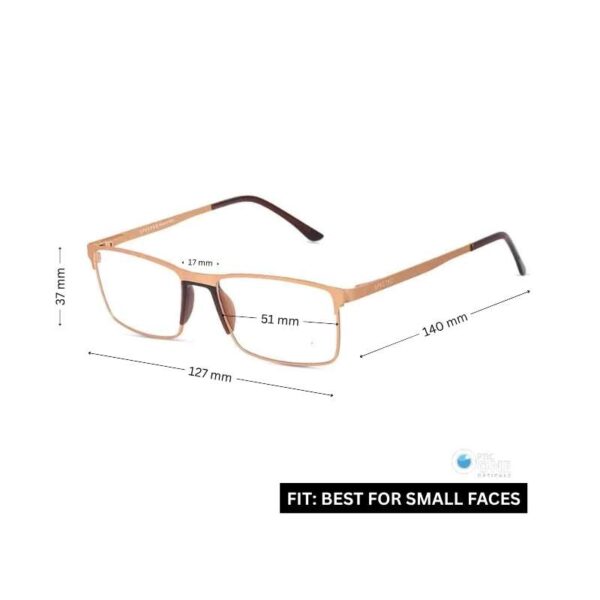 Lightweight Eyeglasses for Men – Golden Rectangular Frame | Affordable Eyeglasses - Image 2
